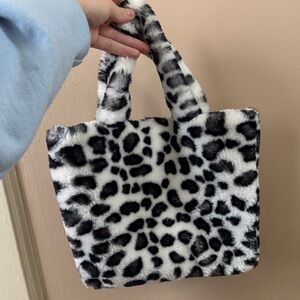 Leopard Print Faux Fluffy Fur Tote Bag y2k